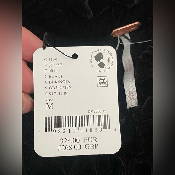 Free People Whimsigoth Velvet Set Smocked Mini & Tie-Back Top Noir Luxe - Picture 14 of 15